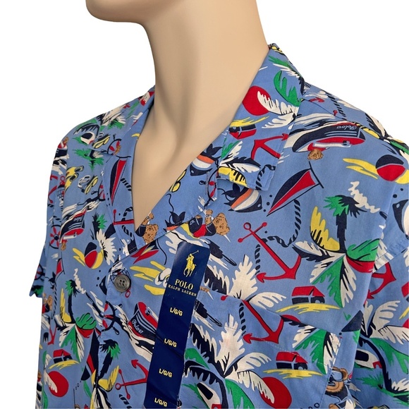 Polo Ralph Lauren Hawaiian Shirt 67 Bear Fun Tropical Vacation All Over Print - Picture 3 of 12